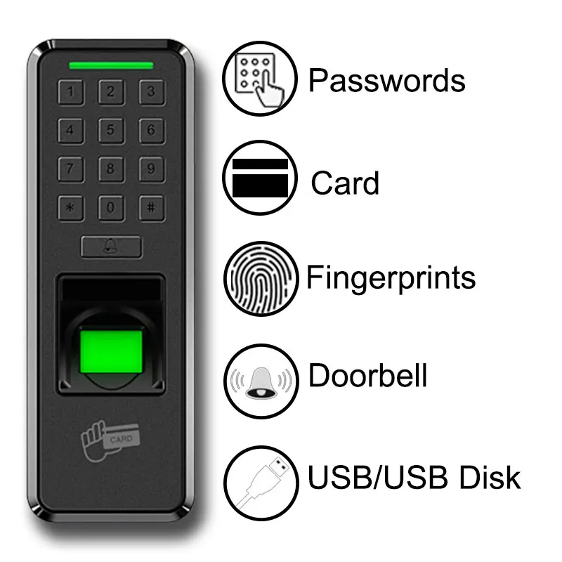 

Biometric Fingerprint Door Lock USB Access Control Device Time Clock Entry Exit Recorder Employee Digital Machine Safe Home