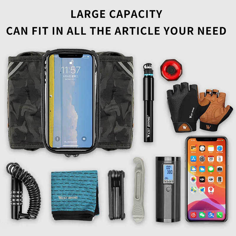 WEST BIKING непромокаемая велосипедная сумка с сенсорным экраном 6 5 Дюймов Сумка для