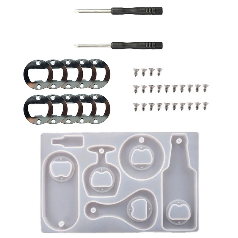 

«Сделай сам» с украшением в виде кристаллов эпоксидная смола, Форма пива гаечный ключ открывалка для бутылок сухой цветок зеркало силиконо...