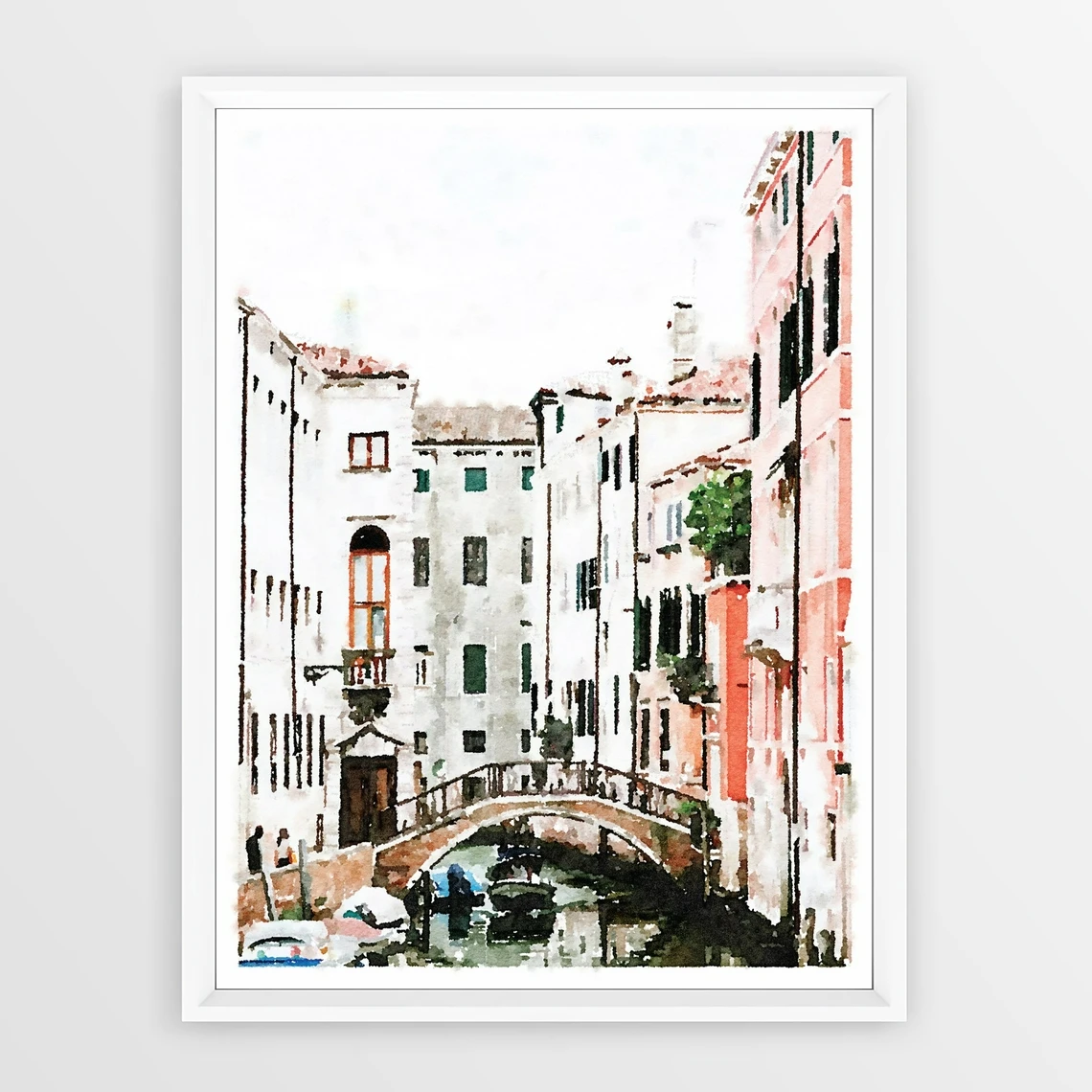 

Italy Print, Venice Bridge Canal Watercolor Wall Art, Italian Decor Photography Architecture Art Poster Minimalist Home Decor