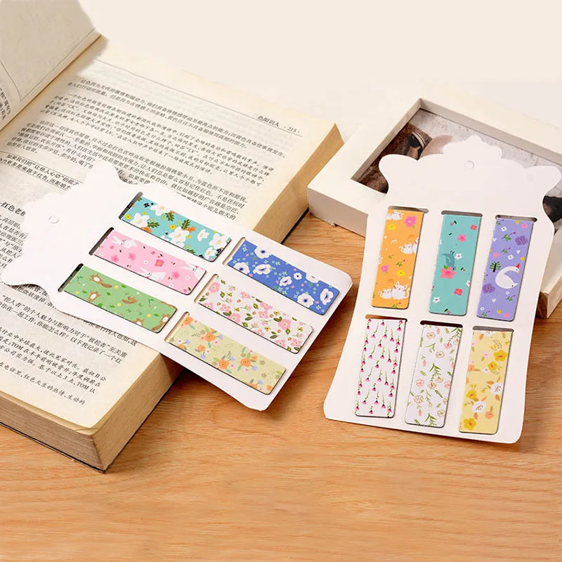 6 шт./лот милые канцелярские Серебристые магнитные закладки креативные цветные