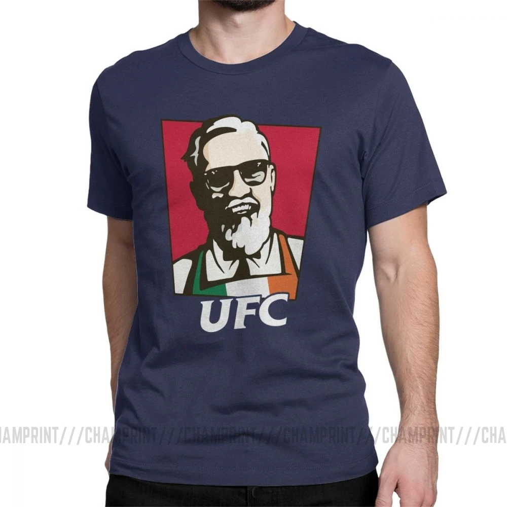 Король Конор Макгрегор MMA KFC креативная хипстерская футболка для мужчин с коротким рукавом топы серые футболки из чистого хлопка футболки с круглым вырезом - Цвет: Тёмно-синий