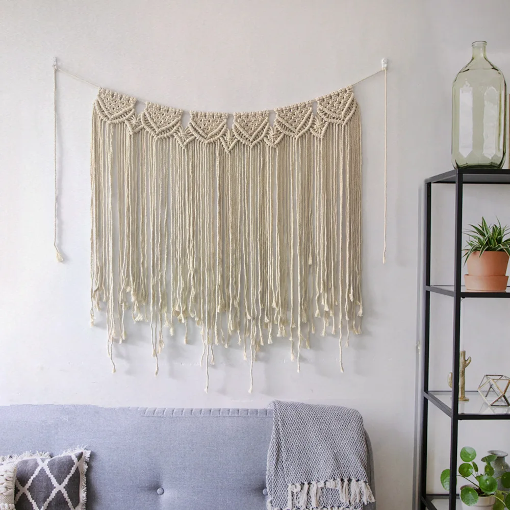 

Boho Macrame Wall Hanging Hand Woven Tapestry Macrame Backdrop for Wall Farmhouse Bedroom Nursery Wedding Party