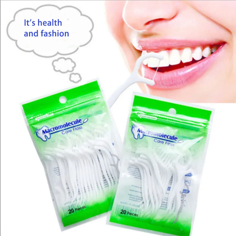 

20 Pcs/Lot Disposable Dental Flosser Interdental Brush Teeth Stick Toothpicks Floss Pick Oral Gum Teeth Cleaning Care