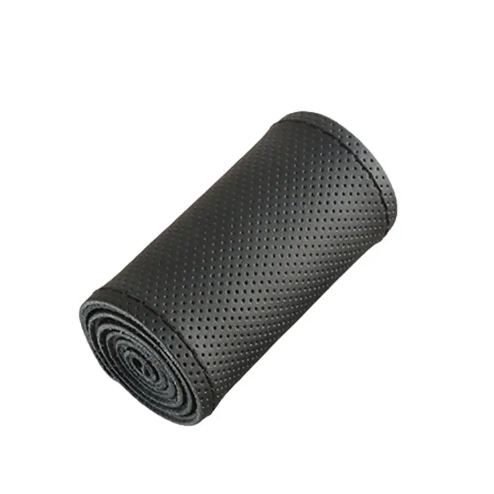 

Black Color DIY Car Truck PU Leather Steering Wheel Braid Thread And With Cover Needles Q9V9