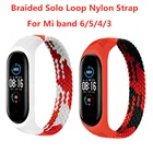 Плетеный нейлоновый ремешок Solo Loop для Xiaomi Mi band 6 5 4 3, эластичный браслет Mi band 56, сменный Браслет для mi band 4 5 6, ремешок