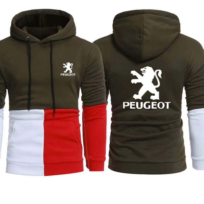 

Unisex Spring Autumn New Mens hoodie Peugeot Car Logo Printing Casual Stitching Men's Sweatshirt Cotton Men's hoodie