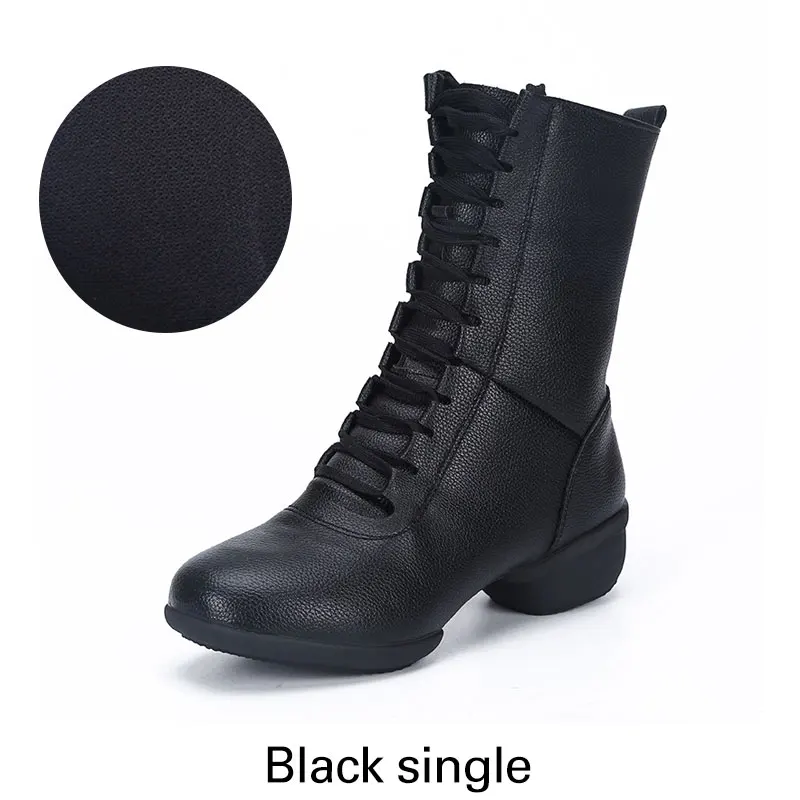 Black single Новинка; аутентичная современная танцевальная обувь; женская обувь с мягкой подошвой; сезон осень-зима; женская обувь для танцев на квадратном каблуке; дышащие танцевальные сапоги в морском стиле - Цвет: Black single