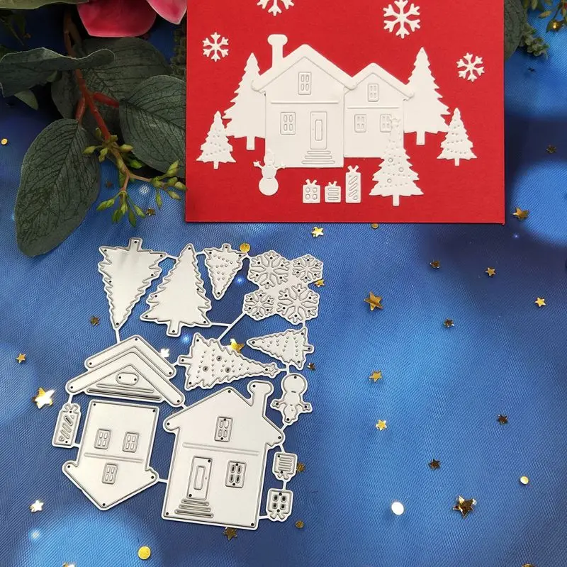 2021 Новый Фотофон домик дерево металлический Трафаретный вырубной штамп