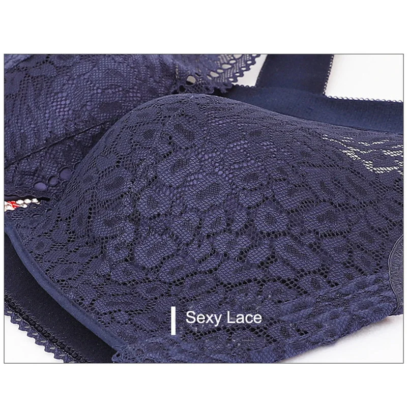 Бюстгальтер пуш-ап Женский черный с большими чашками кружевной размера плюс |