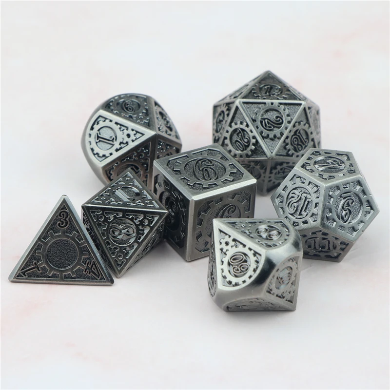 Металлические кости для настольных игр с сумкой D20 D12 D10 D8 D6 D4|Кубики| |