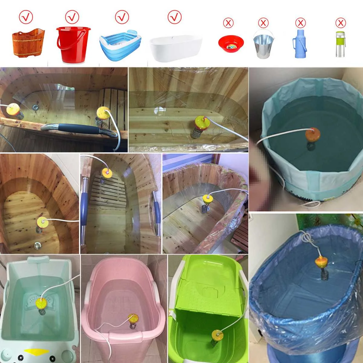 

3000/2500/2000W Electric Water Heater Portable Electric Hot Water Boiler Automatic Immersion Heater for Bucket Swimming Pool