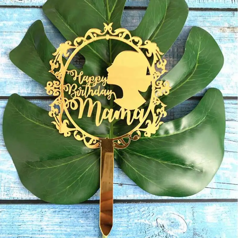 Золотой акриловый топ для торта на день матери флаги топпер мамы украшение