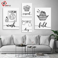 wash dry fold repeat laundry sign black white wall art print canvas painting nordic poster and print wall pictures utility room
