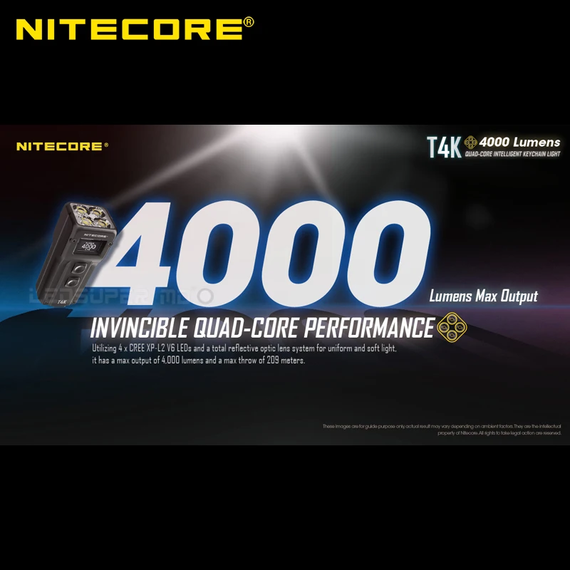 売却 4000ルーメンnitecore T4K超高輝度キーホルダーedc懐中電灯