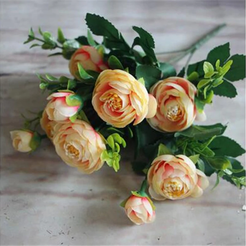 

1 Bouquets Silk Flower Fake Peony Flower Hot Vivid 6 Branches Autumn Artificial Flowers Wedding Home Party Decoration A