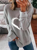 2021 autumn women fashion heart print round neck long sleeve hoodies sweatshirts ladies harajuku vintage pullover street clothes