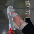 Женские сандалии 2022, летние сандалии стразы, тапочки, обувь с открытым носком для улицы, размера плюс 36-43, сандалии, женская обувь