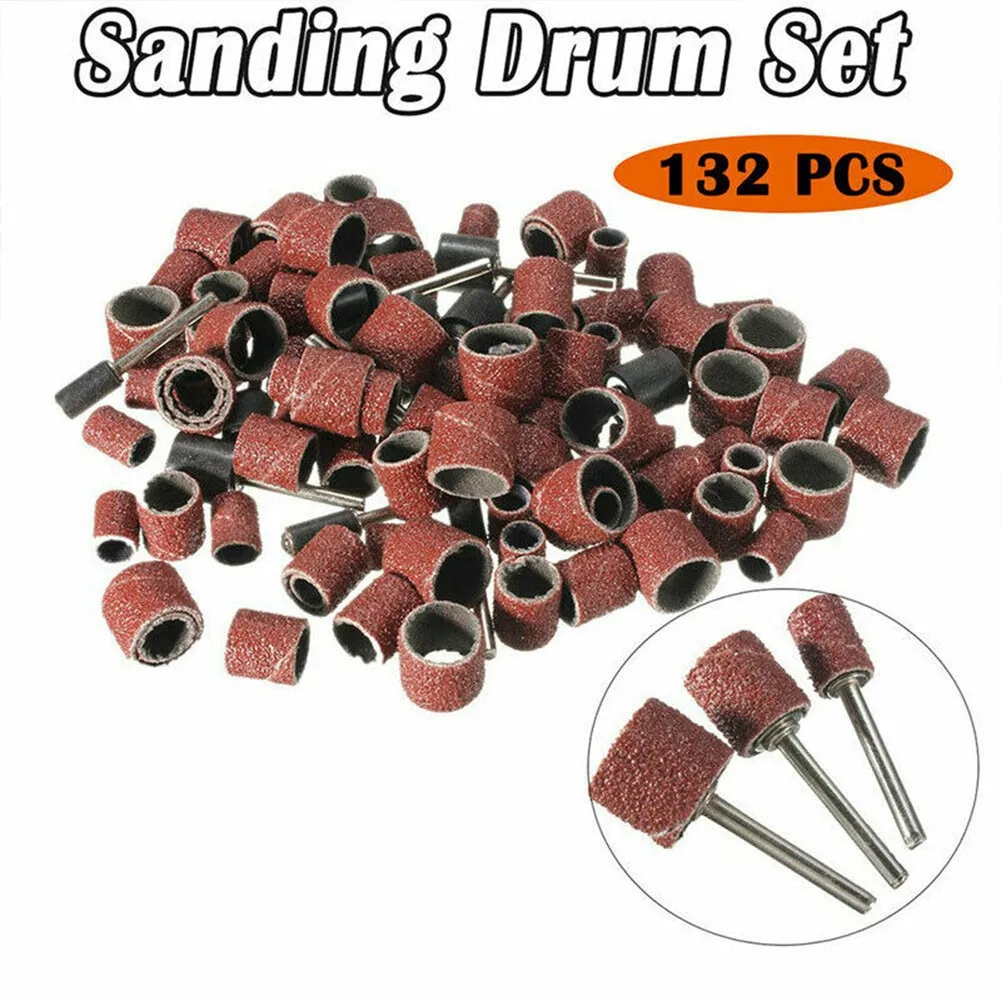 132x120 Grit Sanding Bands With 4 Drum Sleeve 1/2\&quot 3/8\&quot 1/4\&quot Mandrel Rotary Set For Carving Wood Metal | Инструменты