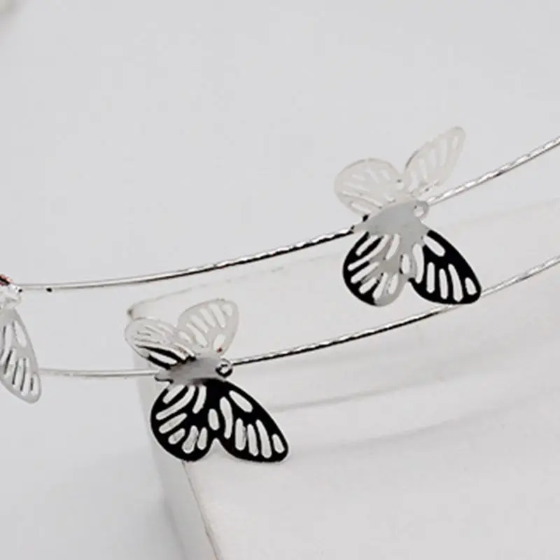

Women Double Layer Metal Headband Butterfly Floral Rhinestone Wedding Hair Hoop