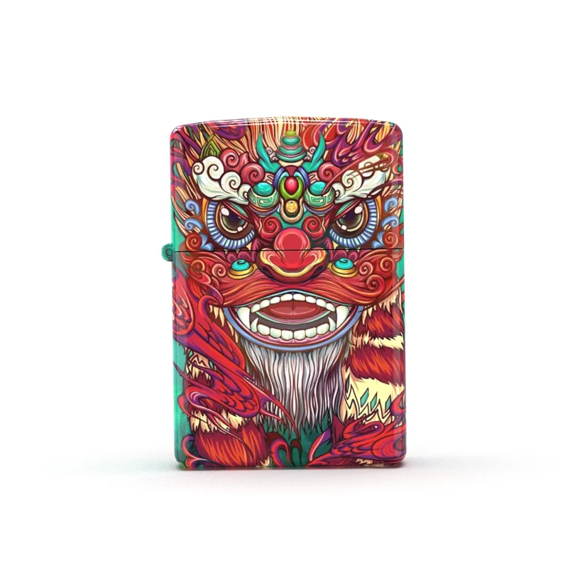 

Хороший подарок для дяди Оригинал 100% американский классический красный узор лев от Tatacase глянцевая поверхность для Zippo