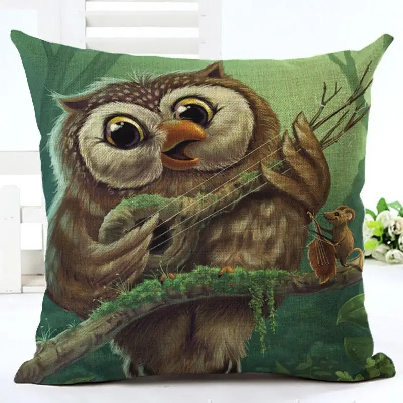 

Милый мультяшный чехол для подушки с рисунком совы, хлопковый льняной чехол для дивана с рисунком совы, чехол для подушки, чехол для подушки