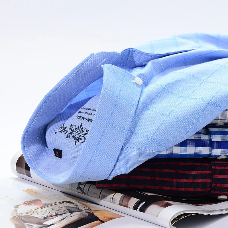 Рубашка мужская с длинным рукавом хлопок Оксфорд принт удобная приталенная в