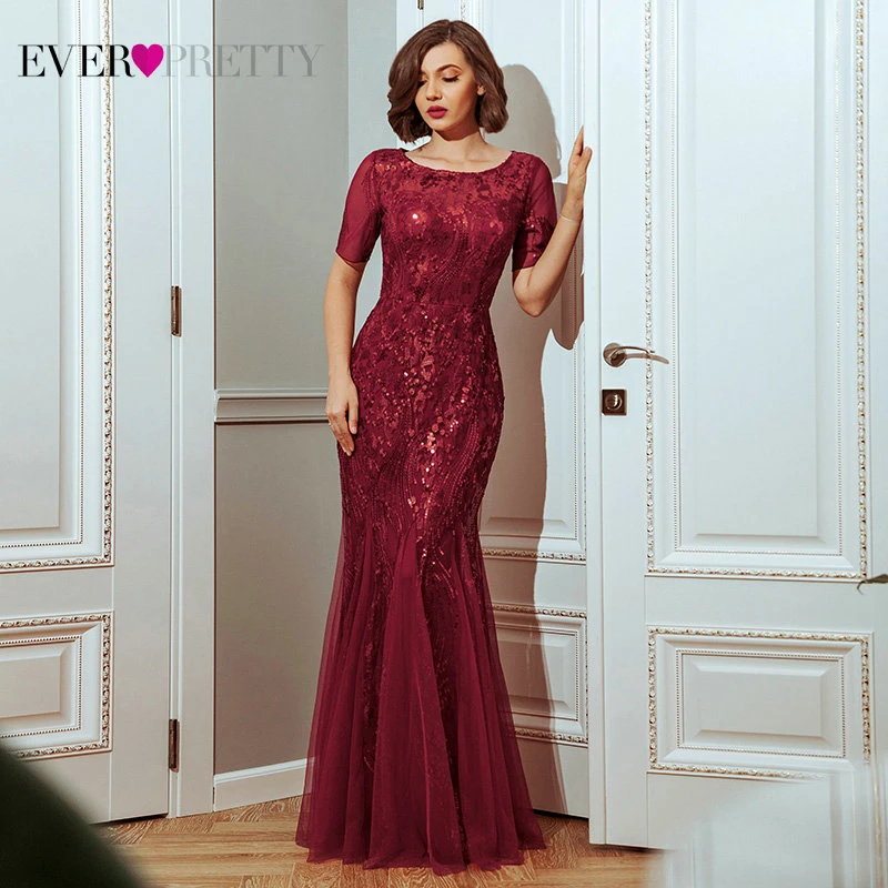 Платья для выпускного вечера размера плюс Ever Pretty EZ07705 Seuqined с круглым вырезом и