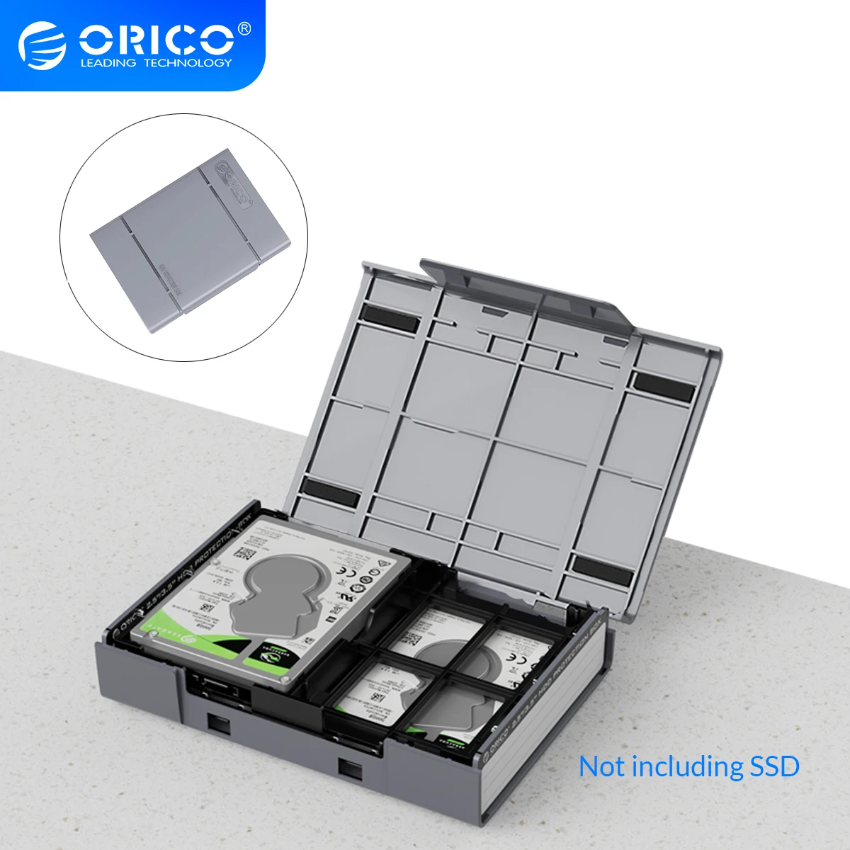 ORCIO  2.5" 3.5" Hard Drive Disk Protect Box Hard Case Box with Label for M.2 SSD HDD Case Water-proof Storage Box