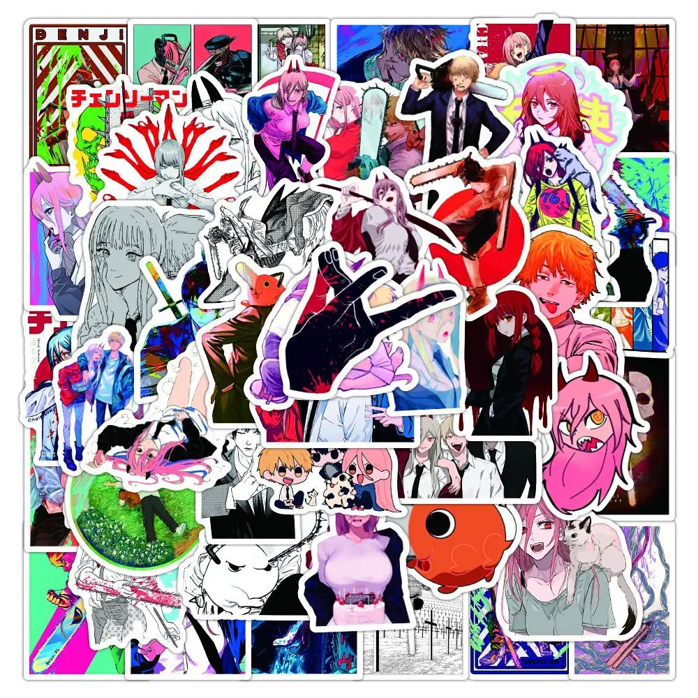 

10/50PCS Classic Anime Chainsaw Man Cartoon Stickers Graffiti Motorcycle Travel Luggage Guitar Skateboard Waterproof Sticker