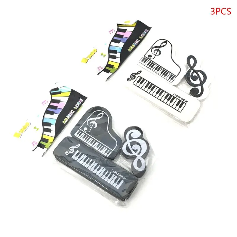 

3pcs/set Musical Piano Notes Rubber Pencil Eraser School Student Korean Stationery Correction Supplies For Kids Gifts 32CA
