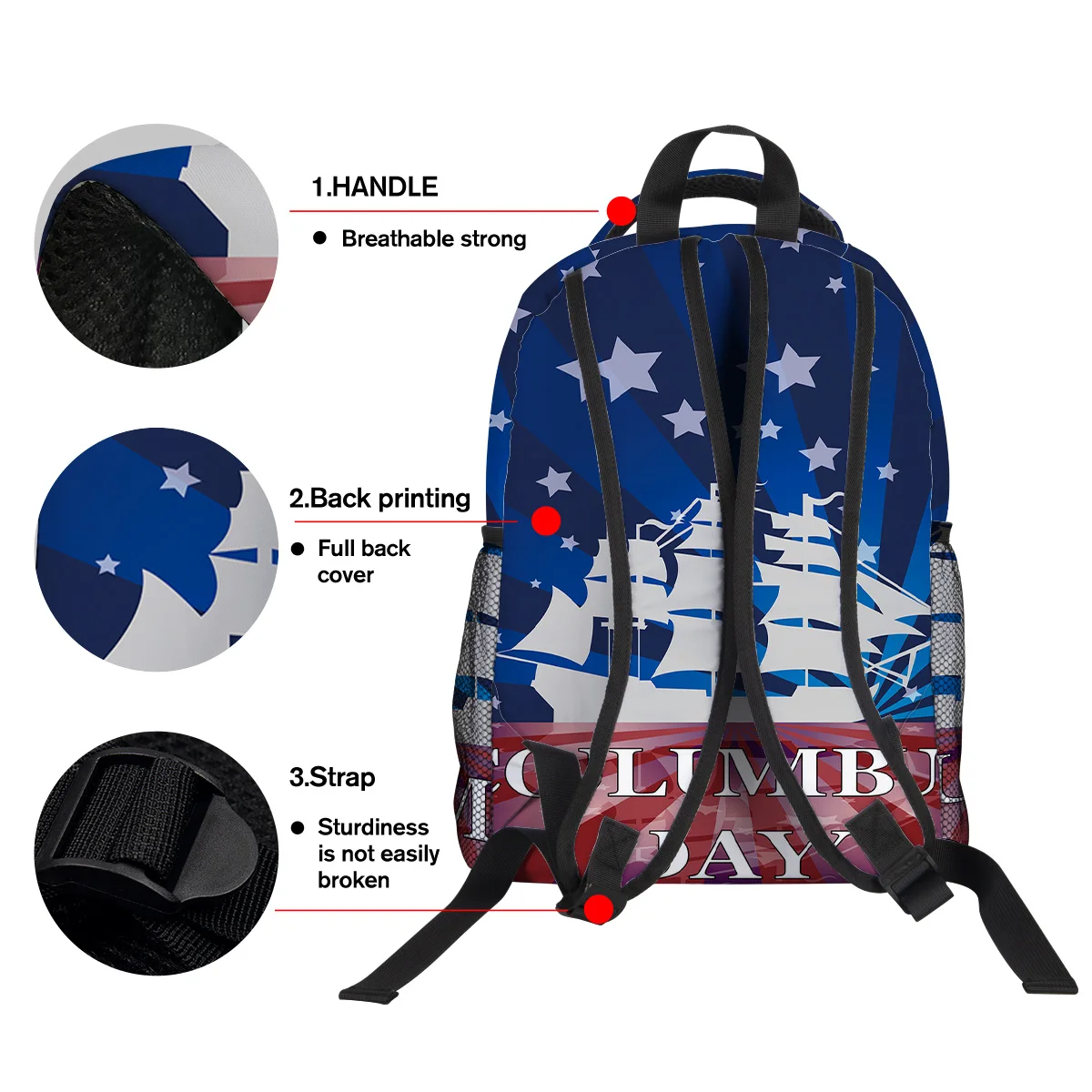 Художественный рюкзак с изображением флага Коламбуса для студентов колледжа