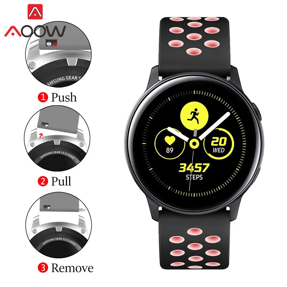 20 мм силиконовый спортивный ремешок для samsung Galaxy Watch Active 42 мм gear S2 Amazfit bip Мягкий ТПУ дышащий браслет ремешок