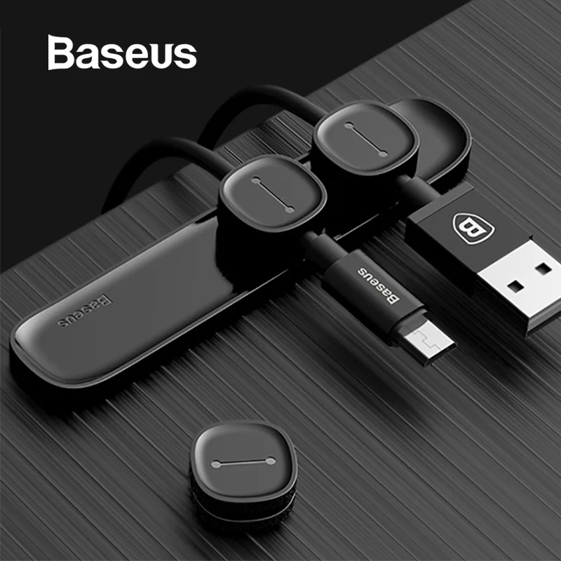 Baseus Магнитный кабель протектор USB органайзер для кабеля зарядного устройства рабочая станция USB Дата кабель держатель настольный силиконовый кабель зажим для намотки