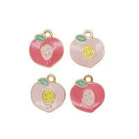 20pcslot peach fruit shape enamel alloy jewelry accessories rubber band necklace pendants 1617mm