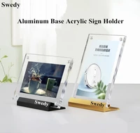 100x70mm 120x80mm l shape mini table acrylic sign holder stand photo picture holders frame aluminum price label card tags