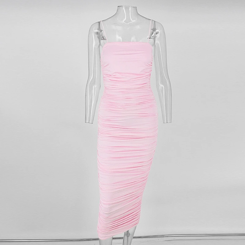 Сетчатое летнее платье Justchicc женское без рукавов на бретелях спагетти