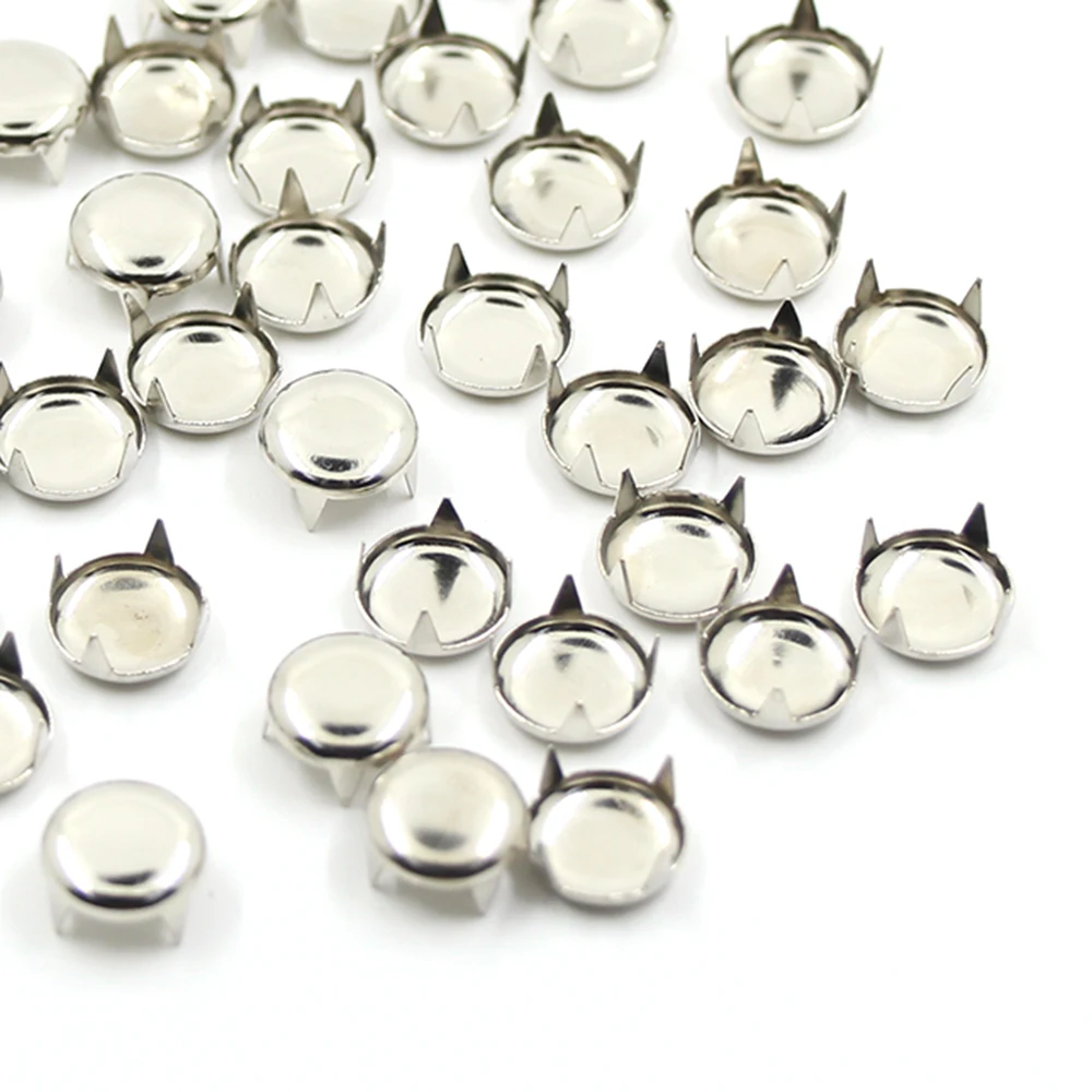 Серебристая плоская латунная заклепка для одежды 6 12 мм гвоздики с 4 когтями