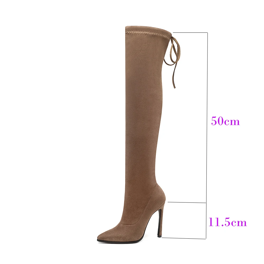 Sexy High Heel Boots Stretch Thigh Slim Over The Knee 11.5cm Heels Stiletto Shoes Women 9 colors Large Size 43 | Обувь