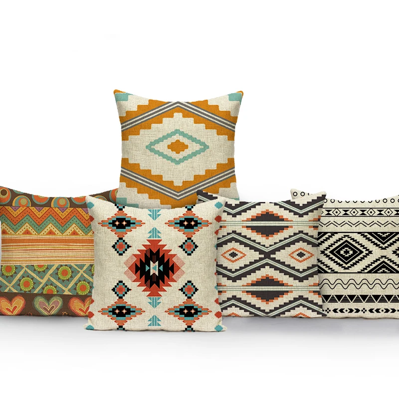 

45x45cm Nordic style geometric cushion cover linen cotton bohemian mandala pillowcase home decoration