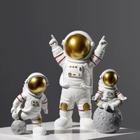 nordic resin creative astronaut sculpture statue fashion spaceman with moon sculpture desk home decoration accessories gifts
