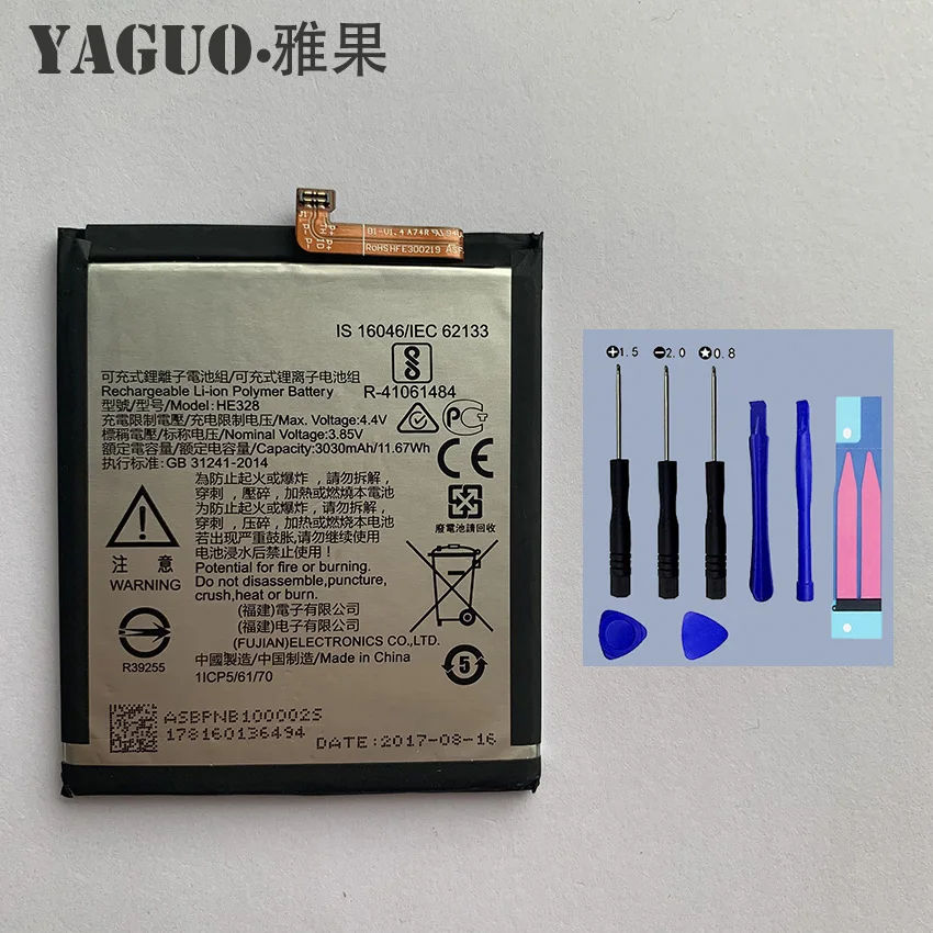 

100% New Original HE328 3030mAh Battery HE 328 For Nokia 8 Nokia8 N8 TA-1004 Batteries Mobile Phone + Tool Kits