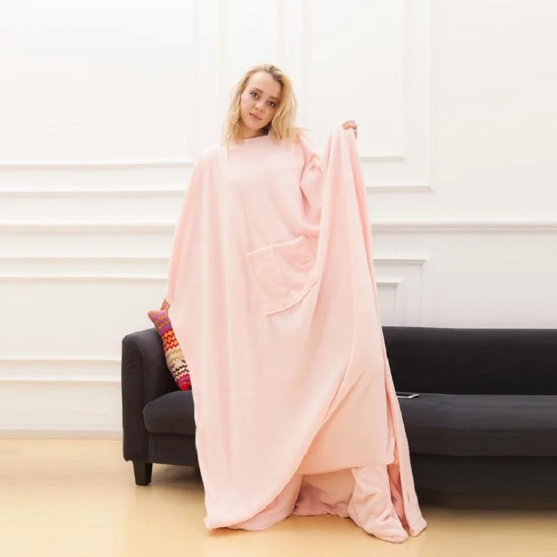 Зимнее одеяло с капюшоном и карманами теплая мягкая толстовка халат пуловер ТВ