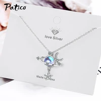Exquisite Genuine S925 Sterling Silver Necklaces Fine Jewelry Charm Star Moon Choker Pendant Lady Wedding Party Jewelry Gift