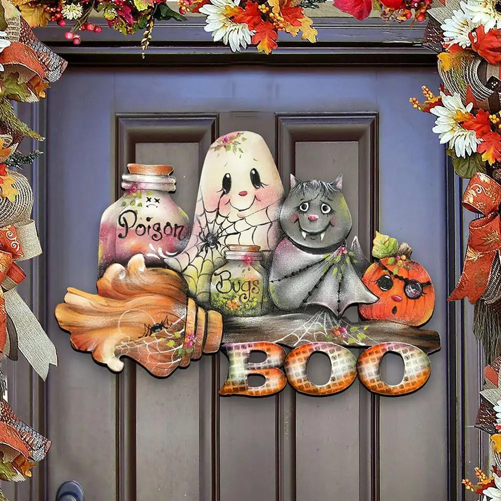 

Creative Halloween Hanging Sign Funny Door Hanging Halloween Wooden Hanging Door Wall Sign Halloween Party Decoration Ornaments