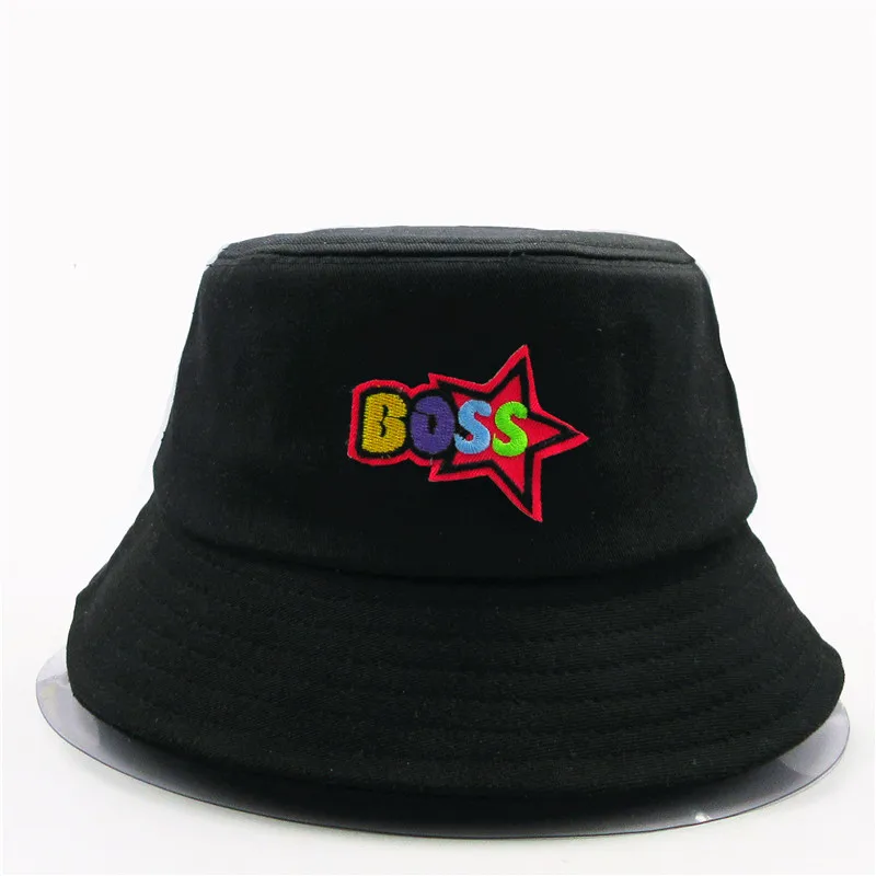 

По с надписью boss вышивка хлопковая Панама шляпа рыболова для путешествий на открытом воздухе солнцезащитные Кепки Шапки для малыша мужские...