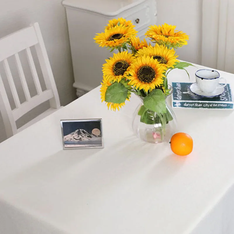 Однотонная тканевая скатерть из хлопка и льна украшение для кофейного стола