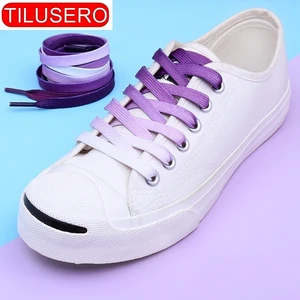 Плоские шнурки 95 см с градиентом цвета, меняющие цвет, для обуви с радужным принтом, повседневные цветные шнурки для холщовые шнурки