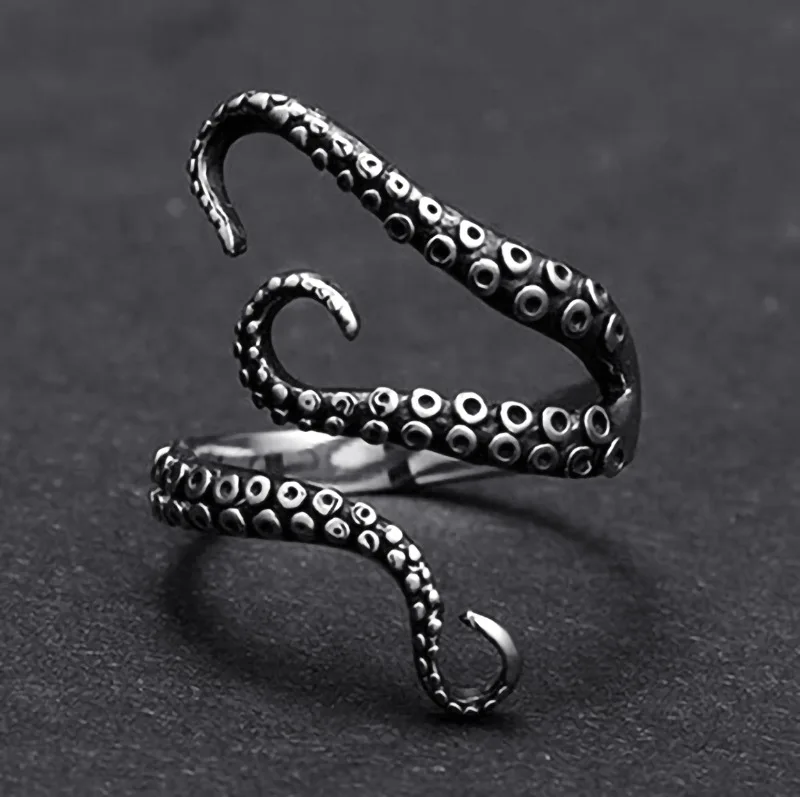 

Vintage Octopus Tentacle Ring Stainless Steel Adjustable Opening Hip Hop Punk Ring For Men Fashion Gift Jewelry