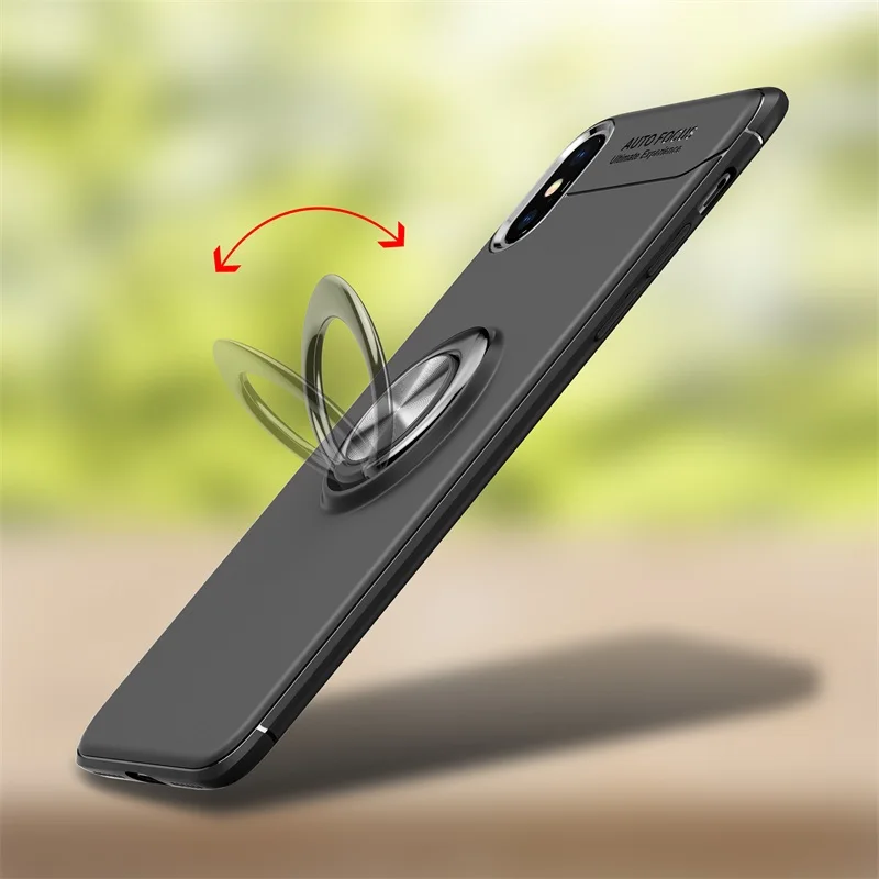 Чехол для телефона s Крышка корпуса ля iPhone x магнитное кольцо кронштейн мягкий матовый Силиконовый светильник и Тонкий Модный чехол для iPhone x Coque